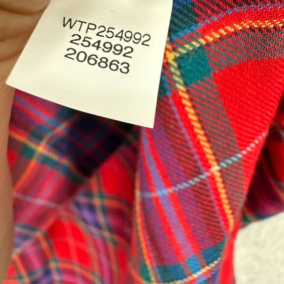 J. Jill Top Womens Petite XS Red Plaid Flannel Button Front Long Sleeve - Picture 10 of 10